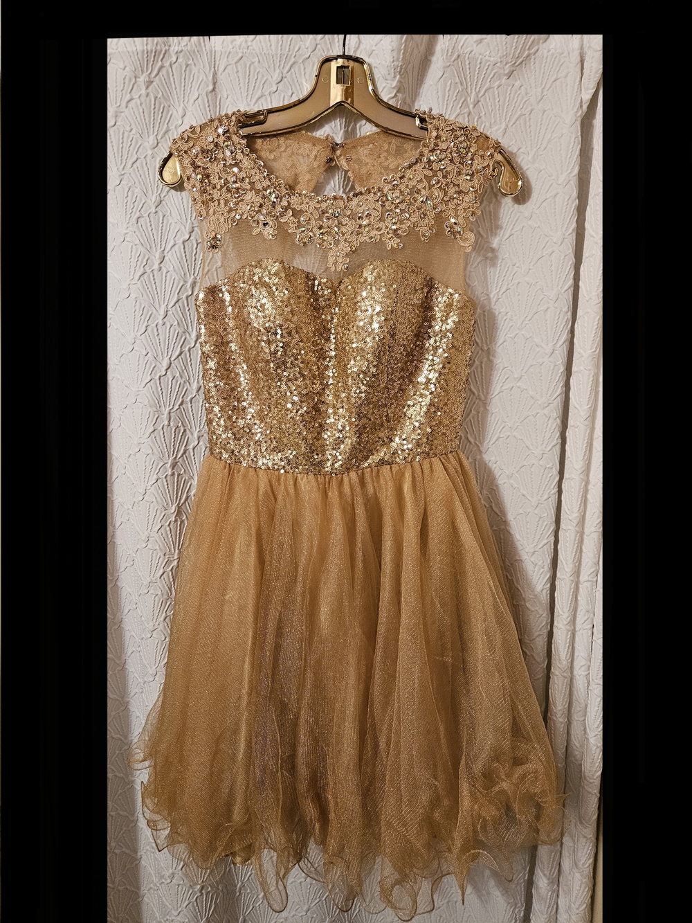 Gold Sequin Tulle Party Dress